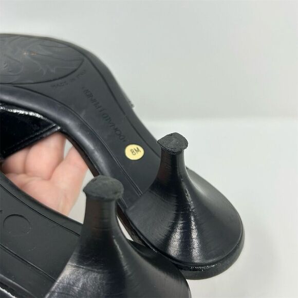 Donald J. Pliner Black Kitten Heel Slip On Dressy Sandals Open Toe Size 8 - Picture 11 of 12